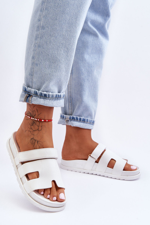 Klapki Klasyczne Damskie Białe Molie ZX-6038