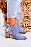 Women’s Leather Boots On Block Heel Maciejka Light Blue 04492