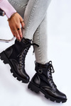 Women's Lace Up Trapper Boots With Warming Black Nomi