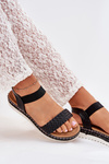 Women's Sandals With Braiding On Decorated Platform Black Velara