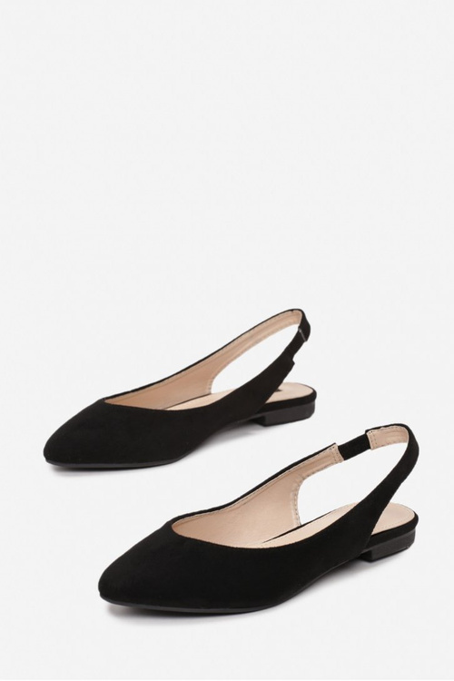 Suede Pointed Toe Ballerinas Black Daisy