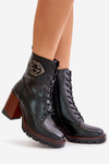 Warm Women's Ankle Boots On Heel Black Vinceza 58359