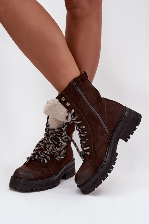 Women's trapper boots made of eco leather chocolate Bellora