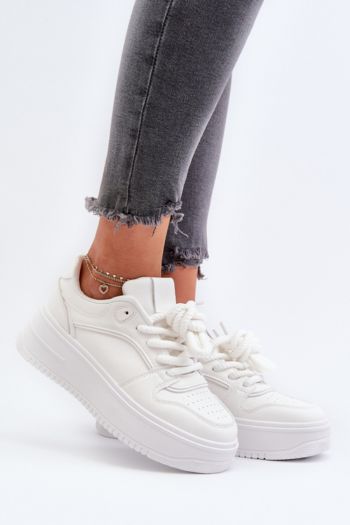 Women's High Platform Sports Shoes White Bexley 