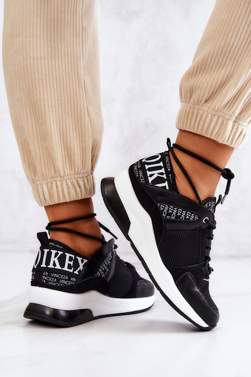 Buty Sportowe Sneakersy Koturn Czarne Lorey