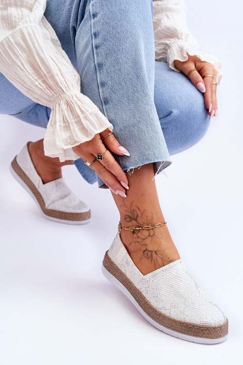 Espadryle Mokasyny Skóra Biały Big Star LL276004