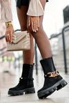 Women's Suede Boots with Chain Black Nemette