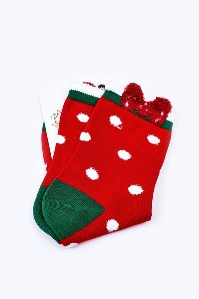 Christmas Cotton Polka-Dot Socks Red