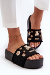 Women's Platform Sandals with Buckles Black