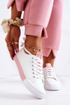 Women's Leather Sneakers White and Pink Mikayla