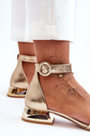 Leather Sandals on Gold Heel Laura Messi 2143 Gold
