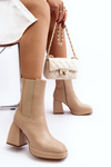Women's platform and heel ankle boots in beige Stelares