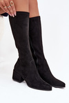 Women's Low Heel Eco Suede Boots Sergio Leone KZ212 Black