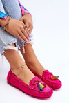 Suede Loafers With Bow And Fringes Fuchsia Dorine