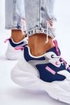 Sportowe Buty Damskie Lekkie Biało-Granatowe Big Star LL274376