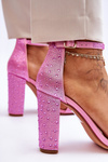 Women's High Heel Sandals With Zircons Pink Idealistic