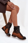 Leather Ladies Ankle Boots Made of Natural Leather Flat Heel Maciejka 07004-29 Camel