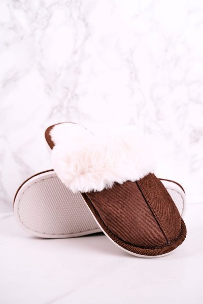 Men's Slippers With Fur Brown Homely