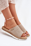 Ladies Wedge Sandals With Braiding Beige Norozi