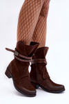 Women's Low Heel Boots with Brown Straps Thelereia