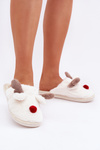 Women's Furry Slippers With Reindeer Motif White Sennalith