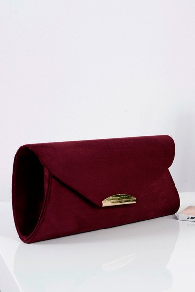Women's Maroon Suede Clutch Bag