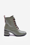 Lacquered Lace-Up Boots on Heel MR870-15 SBarski MR870-15 Light Gray
