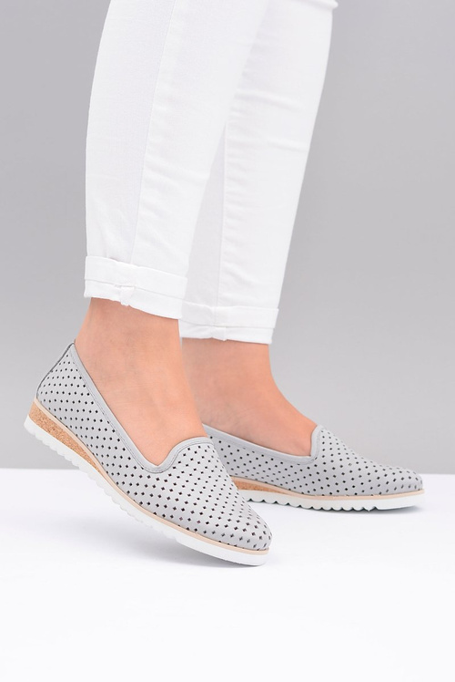 Leather Grey Polish Ballerina Lords Gabi