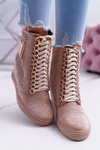 Women's Lu Boo Openwork Suede Beige Clamma Sneakers