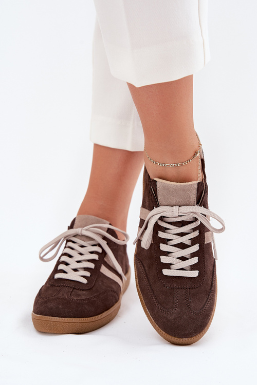 Zazoo N1068 Suede Low Sneakers Women's Chocolate