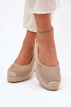 Wedge Sandals For Women With Braiding Dark Beige Tulliata