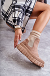 Fashionable Slip-On Boots On The Platform Dark Beige Jenna