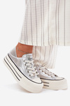Women Leather Sneakers On Platform GOE RR2N4108 Silver