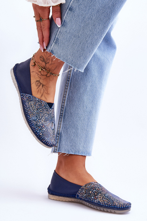 Women's Leather Ballerinas Maciejka 01930-103 Navy blue