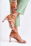 Classic Lacquered Sandals On Heel Beige Milani