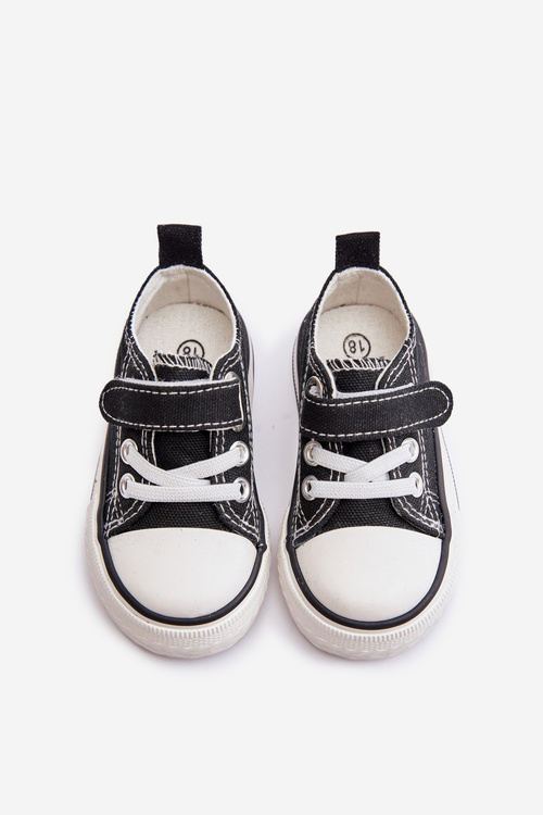 Children's Fabric Velcro Sneakers Black Daloma