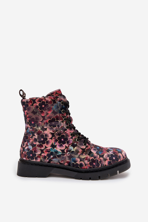 Women's Insulated Ankle Boots In Flowers Artiker 57C1051 Pink