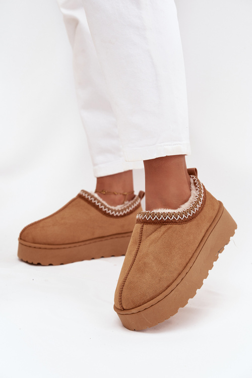 Low Women's Snow Boots with Embroidery on Platform Camel Taliah