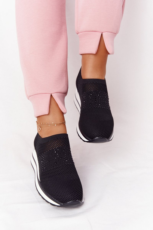 Openwork Wedge Slip-On Sneakers Black Sophia