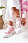 High Sneakers On A Chunky Sole Pink With Tie-Dye Effect Trissy
