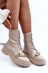 Women's Glossy Boots Workery with Ornament D&A MR870-67 Light Gray