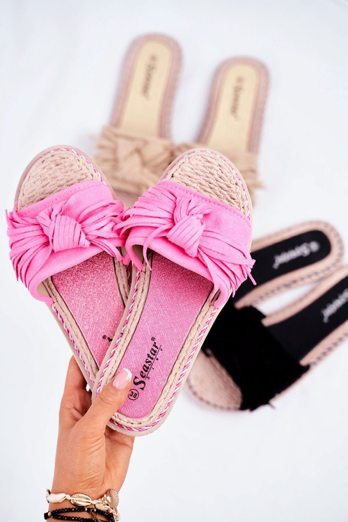 Women's Slides With Bow Neon Fuchsia Thailand