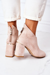 Suede Boots On A Block Heel Lewski Shoes 3044 Beige