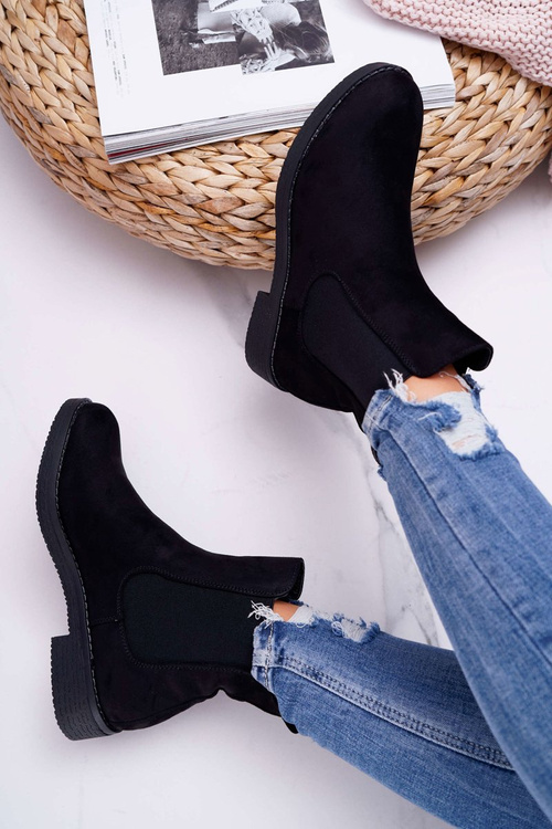 Women's Suede Stiletto Boots Black 8BT35-0585