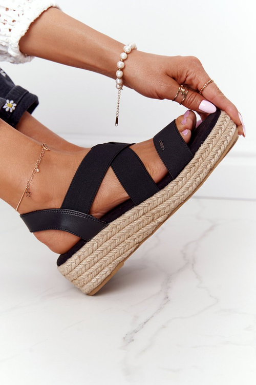 Wedge Sandals With Drawstring Big Star HH274411 Black