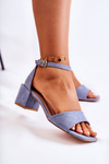 Suede Women's Sandals On Heel Blue Luciana