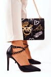 Stiletto heels with straps and rhinestones Black Remmes