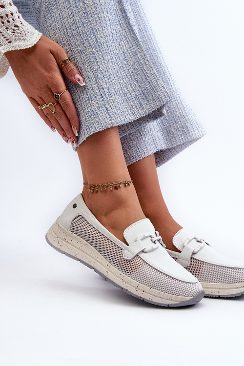 Women's Leather Moccasins D&A TW210 White