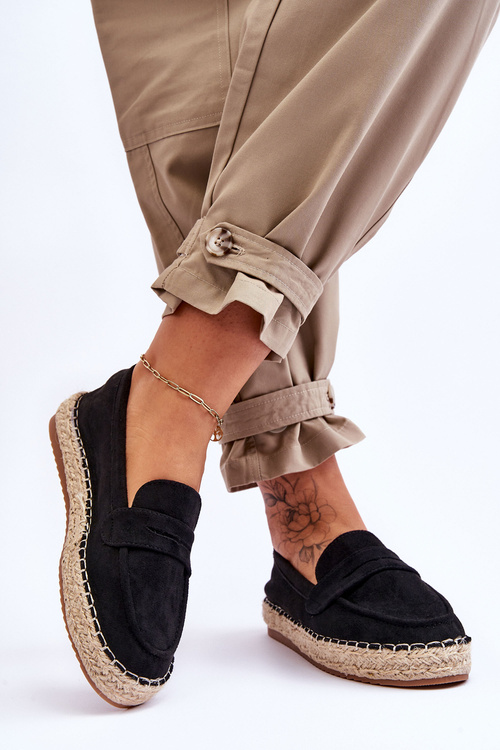 Women's Suede Espadrilles Black Keyla