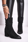 Women’s Boots On High Heel Eco-Suede Black Up Side